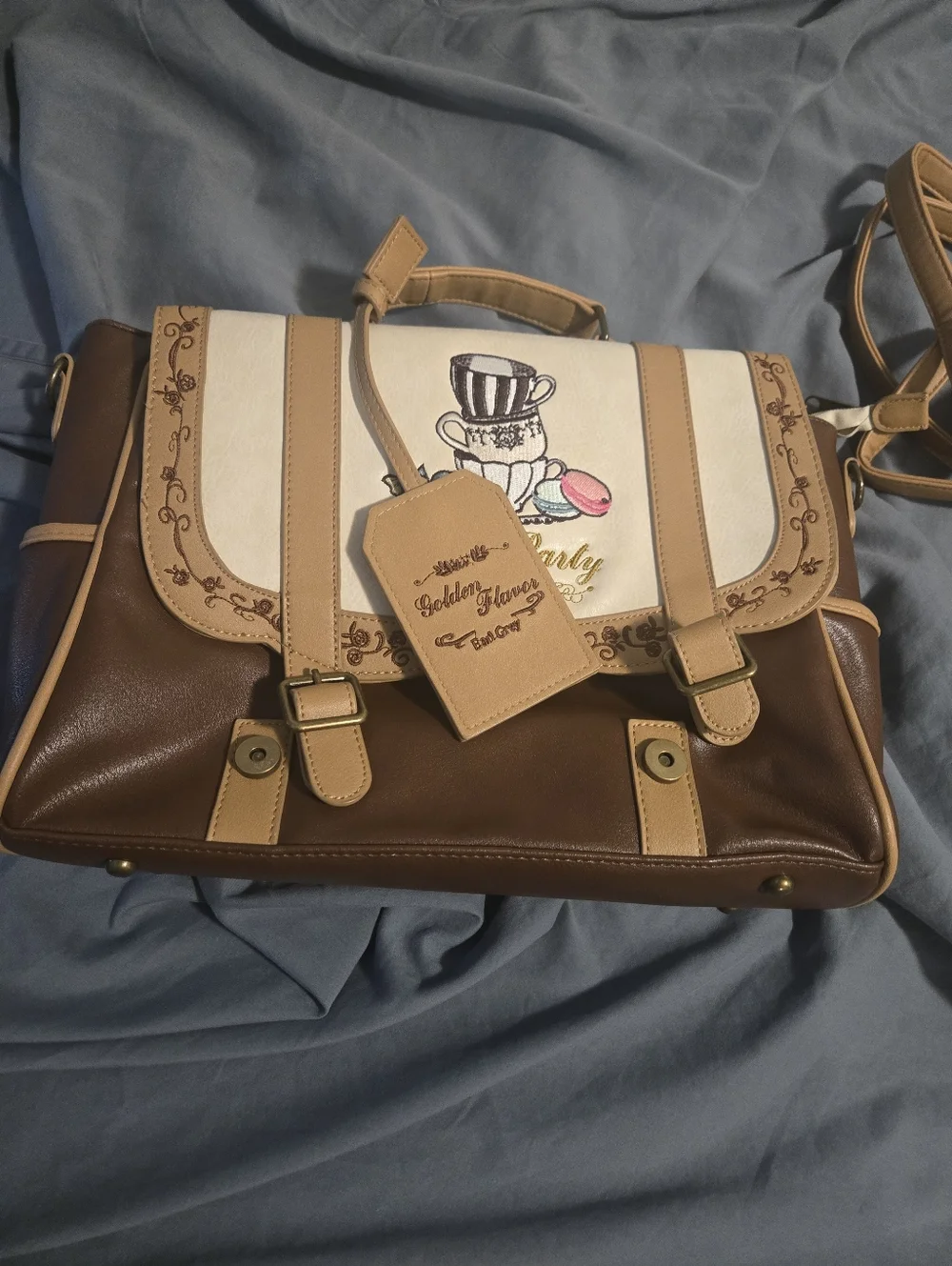 Tea Time Pleather School Bag - Picture 4 of 4